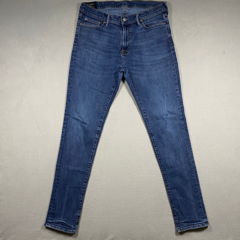 Abercrombie & Fitch Rustin Athletic Skinny Jeans Mens 34x34 Blue Stretch Denim